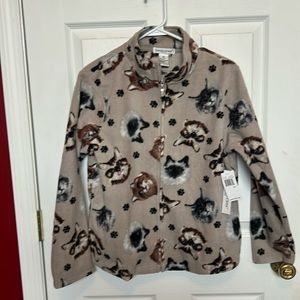 Women’s Zip Up Fleece with cat print “Brand New with tags”